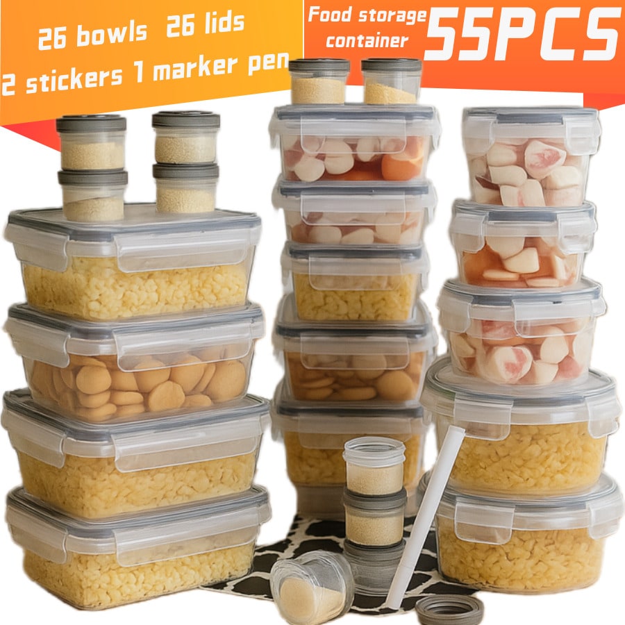 Refrigerator Storage Box, Fruit Fresh-Keeping Container, Large Capacity Container, Airtight & Leak-Proof, Freezer , Microwave , Heat Resistant Up To 120°C Without Deformation
