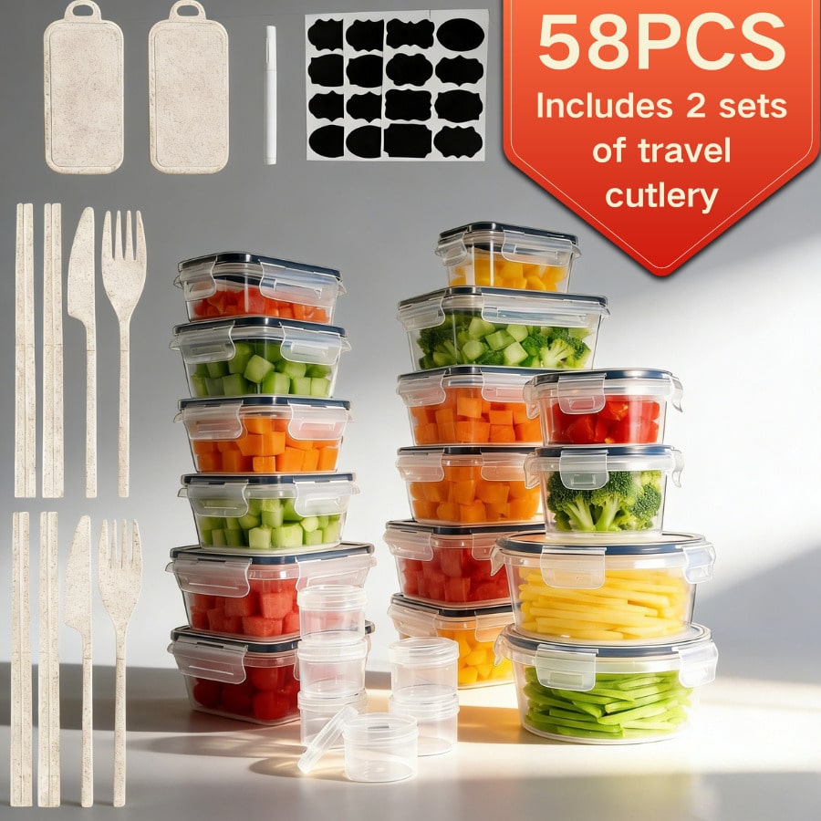 Refrigerator Storage Box, Fruit Fresh-Keeping Container, Large Capacity Container, Airtight & Leak-Proof, Freezer , Microwave , Heat Resistant Up To 120°C Without Deformation