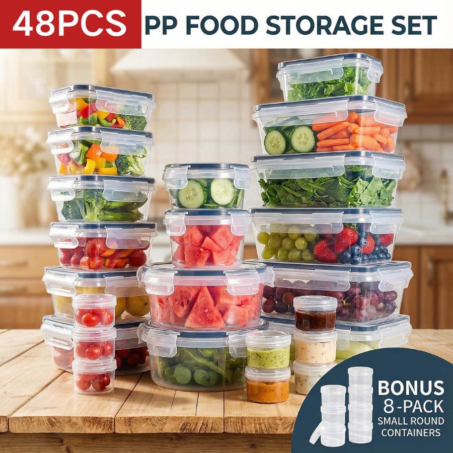 Refrigerator Storage Box, Fruit Fresh-Keeping Container, Large Capacity Container, Airtight & Leak-Proof, Freezer , Microwave , Heat Resistant Up To 120°C Without Deformation