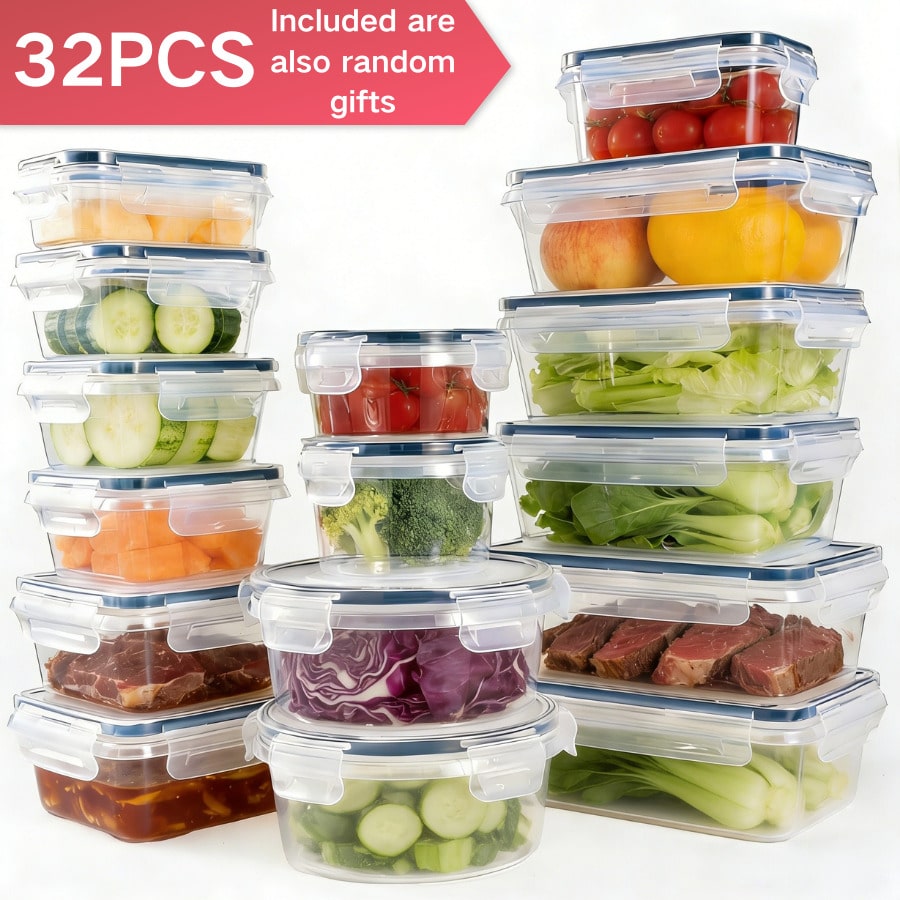 Refrigerator Storage Box, Fruit Fresh-Keeping Container, Large Capacity Container, Airtight & Leak-Proof, Freezer , Microwave , Heat Resistant Up To 120°C Without Deformation
