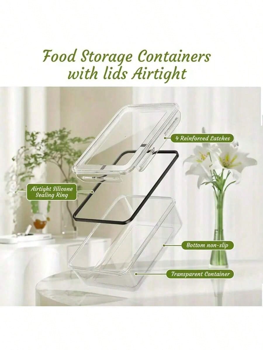 Refrigerator Storage Box, Fruit Fresh-Keeping Container, Large Capacity Container, Airtight & Leak-Proof, Freezer , Microwave , Heat Resistant Up To 120°C Without Deformation