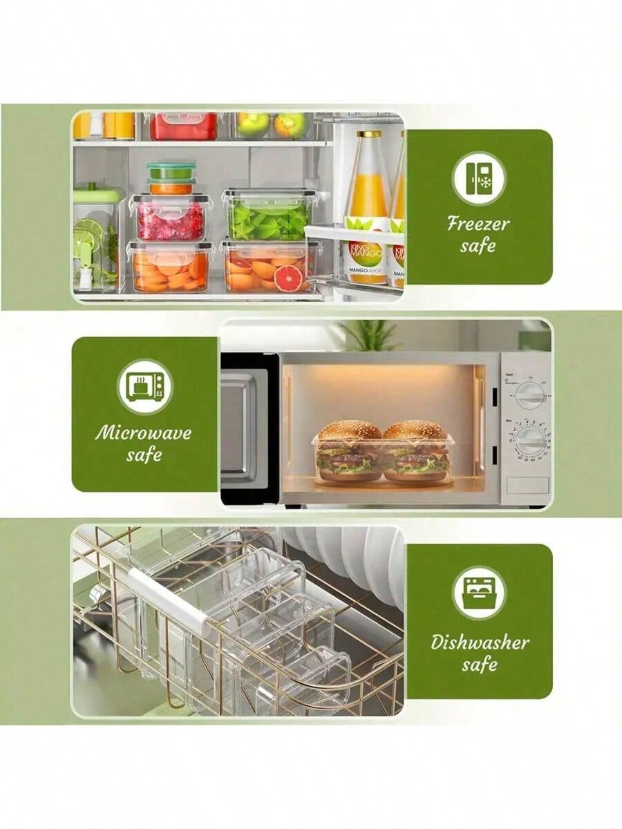 Refrigerator Storage Box, Fruit Fresh-Keeping Container, Large Capacity Container, Airtight & Leak-Proof, Freezer , Microwave , Heat Resistant Up To 120°C Without Deformation